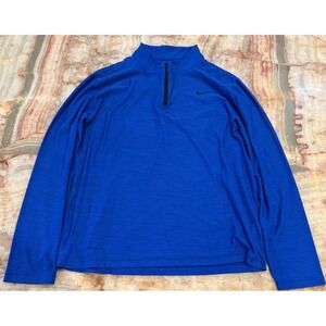 Nike Dri Fit Mens Superset Quarter Zip Pullover Blue Performance Swoosh Logo M